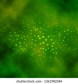 Dark Green, Yellow vector template with neon stars. Blur decorative design in simple style with stars. Design for your business promotion.