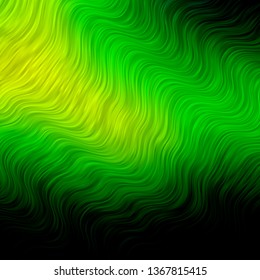 Dark Green, Yellow vector template with lines. Colorful illustration in circular style with lines. Best design for your posters, banners.