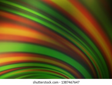 Dark Green, Yellow vector template with abstract lines. Blurred geometric sample with gradient bubbles.  The elegant pattern for brand book.