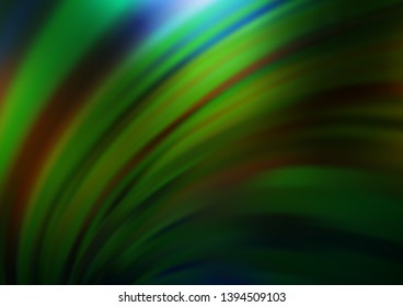 Dark Green, Yellow vector template with lines, ovals. Modern gradient abstract illustration with bandy lines. The best blurred design for your business.