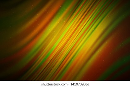 Dark Green, Yellow vector template with space stars. Space stars on blurred abstract background with gradient. Smart design for your business advert.