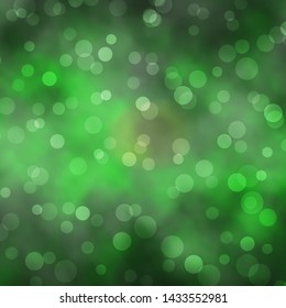 Dark Green, Yellow vector template with circles. Glitter abstract illustration with colorful drops. Design for posters, banners.