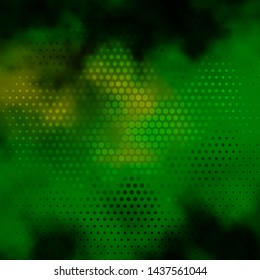Dark Green, Yellow vector template with circles. Colorful illustration with gradient dots in nature style. Pattern for business ads.