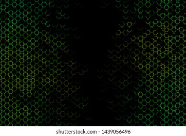 Dark Green, Yellow vector template with circles. Glitter abstract illustration with blurred drops of rain. Completely new template for your brand book.