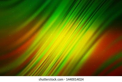 Dark Green, Yellow vector template with space stars. Shining illustration with sky stars on abstract template. Template for cosmic backgrounds.
