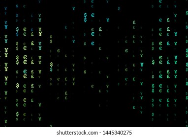 Dark Green, Yellow vector template with EUR, JPY, GBP. Blurred design in with symbols of EUR, JPY, GBP. Smart design for your business advert of economic, wealth.