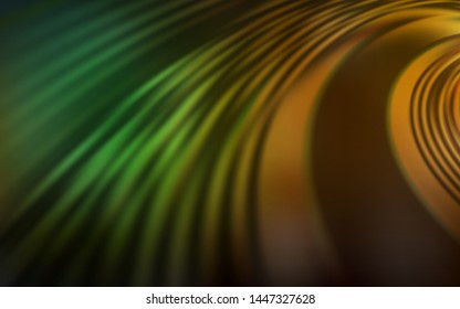 Dark Green, Yellow vector template with bent lines. Glitter abstract illustration with wry lines. Abstract style for your business design.