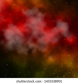 Dark Green, Yellow vector template with neon stars. Decorative illustration with stars on abstract template. Pattern for new year ad, booklets.