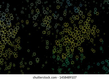 Dark Green, Yellow vector template with sky stars. Blurred decorative design in simple style with stars. Smart design for your business advert.