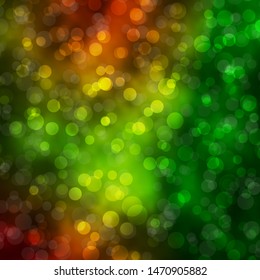 Dark Green, Yellow vector template with circles. Colorful illustration with gradient dots in nature style. Design for your commercials.