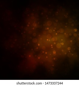 Dark Green, Yellow vector template with circles, stars. Illustration with set of colorful abstract spheres, stars. Pattern for trendy fabric, wallpapers.