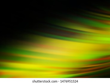 Dark Green, Yellow vector template with liquid shapes. Shining illustration, which consist of blurred lines, circles. A new texture for your  ad, booklets, leaflets.