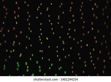 Dark Green, Yellow vector template with currency. Abstract illustration with colored financial digital symbols. Design for business advert of economic, wealth.