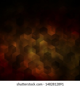 Dark Green, Yellow vector template in hexagonal style. Illustration of colored hexagons on blur surface. Design for website posters, banners.