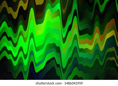 Dark Green, Yellow vector template with wry lines. Creative illustration in halftone style with gradient. Template for cell phone screens.