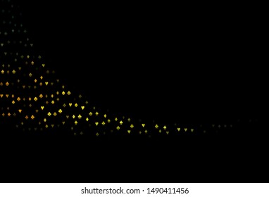 Dark Green, Yellow vector template with poker symbols. Colored illustration with hearts, spades, clubs, diamonds. Smart design for your business advert of casinos.