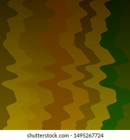 Dark Green, Yellow vector template with wry lines. Bright illustration with gradient circular arcs. Best design for your ad, poster, banner.