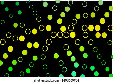 Dark Green, Yellow vector template with circles. Glitter abstract illustration with blurred drops of rain. Template for your brand book.