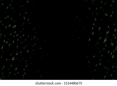 Dark Green, Yellow vector template with musical symbols. Abstract illustration with colorful symbols of melody. Pattern for school ad, booklets.