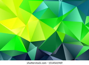 Dark Green, Yellow vector template with crystals, triangles. Illustration with set of colorful triangles. Pattern for commercials.