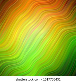 Dark Green, Yellow vector template with wry lines. Bright illustration with gradient circular arcs. Best design for your posters, banners.