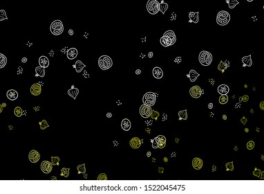 Dark Green, Yellow vector template with organic meal. Glitter abstract sketch with gourmet food. Pattern for ad, booklets, leaflets of restaurants.