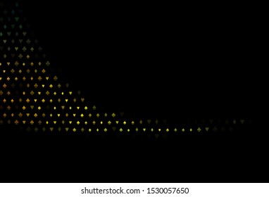 Dark Green, Yellow vector template with poker symbols. Colored illustration with hearts, spades, clubs, diamonds. Pattern for ads of parties, events in Vegas.