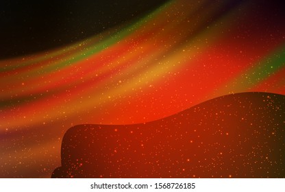 Dark Green, Yellow vector template with space stars. Glitter abstract illustration with colorful cosmic stars. Pattern for futuristic ad, booklets.