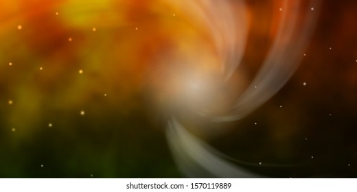 Dark Green, Yellow vector template with neon stars. Blur decorative design in simple style with stars. Pattern for new year ad, booklets.