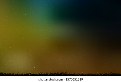 Dark Green, Yellow vector template with space stars. Blurred decorative design in simple style with galaxy stars. Best design for your ad, poster, banner.