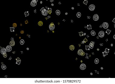 Dark Green, Yellow vector template with organic meal. Beautiful colorful illustration with food in doodle style. Pattern for ad, booklets, leaflets of restaurants.