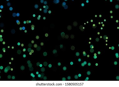 Dark Green, Yellow vector template with ice snowflakes. Glitter abstract illustration with crystals of ice. The pattern can be used for new year ad, booklets.
