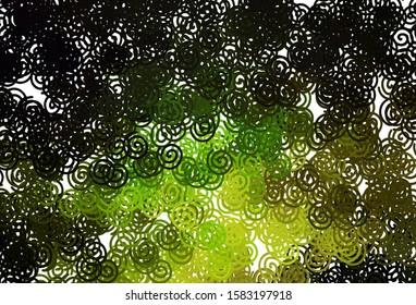 Dark Green, Yellow vector template with curved lines. Modern gradient abstract illustration with bandy lines. A completely new design for your business.