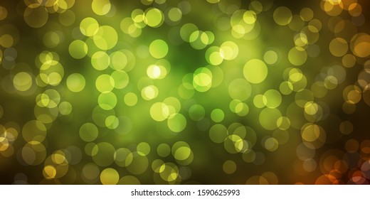 Dark Green, Yellow vector template with circles. Abstract decorative design in gradient style with bubbles. Pattern for wallpapers, curtains.