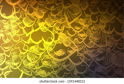 Dark Green, Yellow vector template with doodle hearts. Blurred decorative design in doodle style with hearts. Pattern for carnival, festival romantic leaflets.