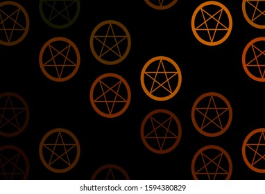 Dark Green, Yellow vector template with esoteric signs. Retro design in abstract style with witchcraft forms. Best design halloween events.