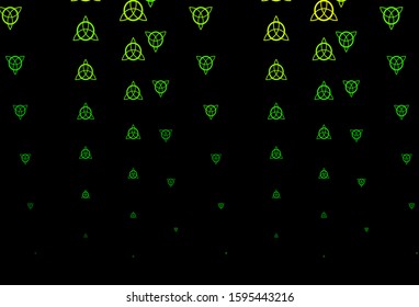 Dark Green, Yellow vector template with esoteric signs. Abstract illustration with gothic gradient shapes. Simple design for occult depiction.