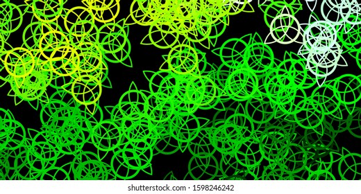Dark Green, Yellow vector template with esoteric signs. Colorful mystic symbols with a gradient in ancient style. Simple base for your occult design.