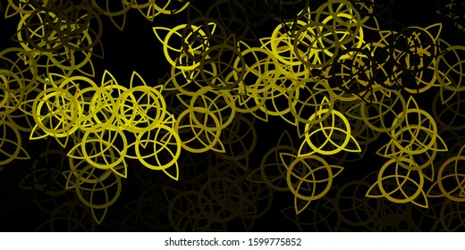 Dark Green, Yellow vector template with esoteric signs. Abstract illustration with gothic gradient shapes. Best design halloween events.