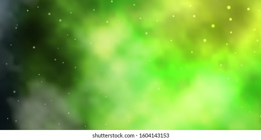 Dark Green, Yellow vector template with neon stars. Shining colorful illustration with small and big stars. Best design for your ad, poster, banner.