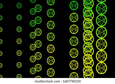 Dark Green, Yellow vector template with esoteric signs. Abstract illustration with gothic gradient shapes. Simple base for your occult design.