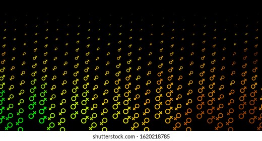 Dark Green, Yellow vector template with businesswoman signs. Colorful feminism symbols with a gradient in modern style. Elegant design for wallpapers.