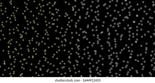 Mapa vectorial amarillo verde oscuro con estrellas neón. Diseño decorativo deslucido y de estilo sencillo con estrellas. Patrón para envolver regalos.