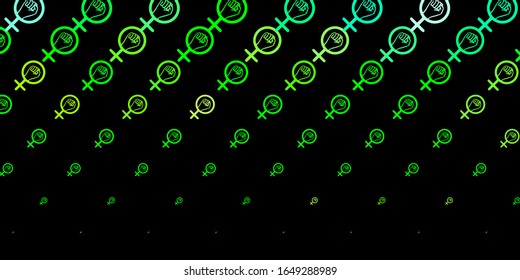 Dark Green, Yellow vector template with businesswoman signs. Colorful feminism symbols with a gradient in modern style. Simple design for your web site.
