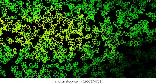Dark Green, Yellow vector template with esoteric signs. Colorful vintage illustration with gradient alchemy shapes. Simple base for your occult design.