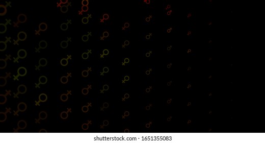 Dark Green, Yellow vector template with businesswoman signs. Simple design in abstract style with women’s rights activism. Background for International Women’s Day.