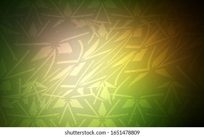 Dark Green, Yellow vector template with crystals, triangles. Glitter abstract illustration with triangular shapes. Best design for poster, banner.
