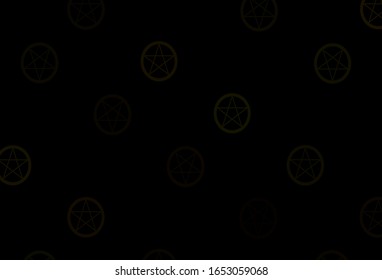 Dark Green, Yellow vector template with esoteric signs. Illustration with magical signs of spiritual power. Simple base for your occult design.