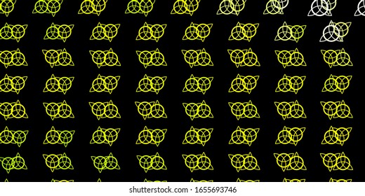 Dark Green, Yellow vector template with esoteric signs. Illustration with magical signs of spiritual power. Background for esoteric, mystic designs.