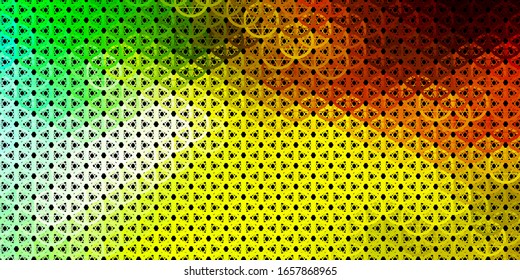 Dark Green, Yellow vector template with esoteric signs. Abstract illustration with gothic gradient shapes. Simple design for occult depiction.
